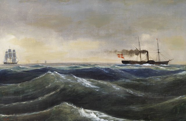 The paddle steamer Christian VIII. by Anton Melbye
