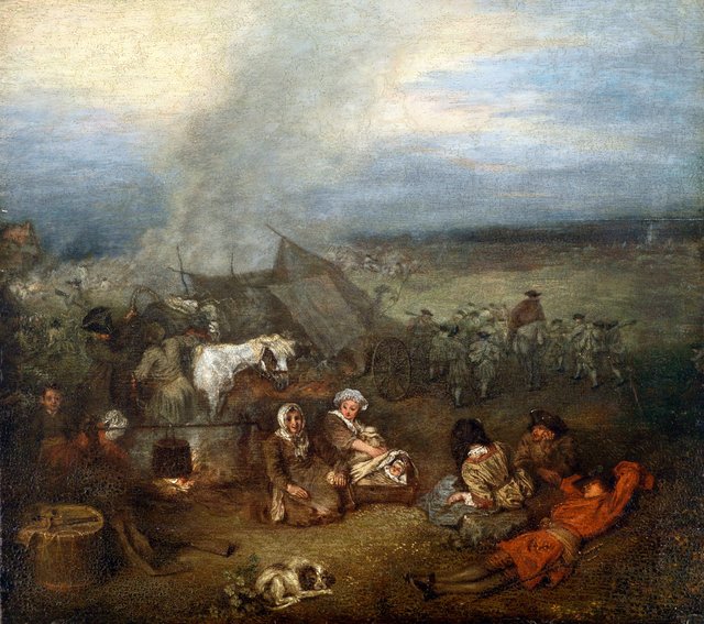The Escort of the Carriages by Jean-Antoine Watteau