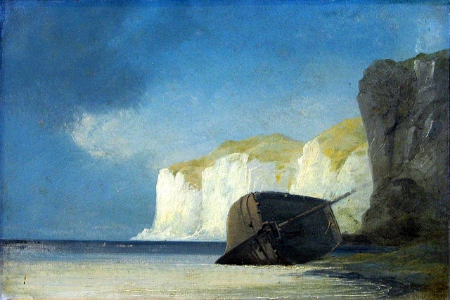 View of the cliffs at Møn. by Anton Melbye