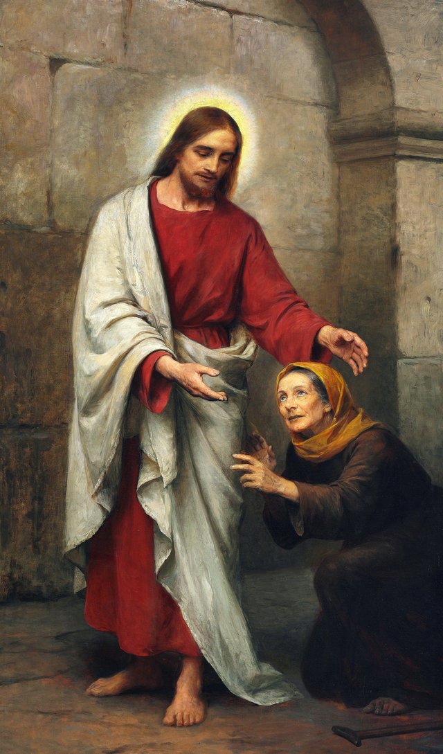 Christ and the bleeding woman. by Otto Bache