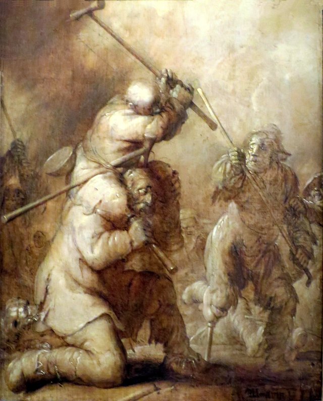 Beggars fighting by Adriaen van de Venne