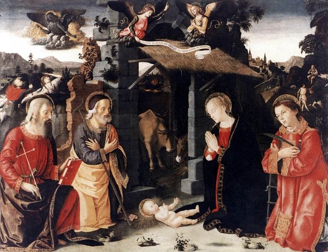 Nativity with Sts Lawrence and Andrew by Antoniazzo Romano