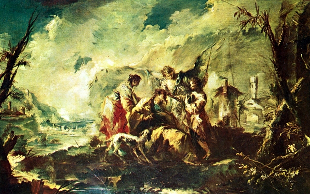 Tobias heilt seinen erblindeten Vater by Giovanni Antonio Guardi