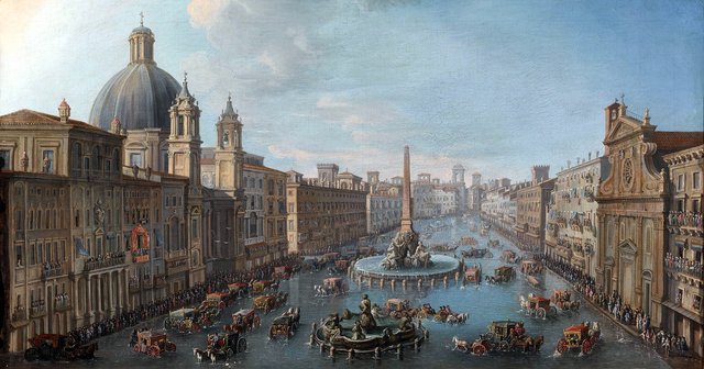 View of the flooded Piazza Navona, Rome by Antonio Joli