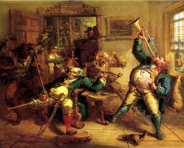 Antony Van Corlear Brought Into the Presence of Peter Stuyvesant. by John Quidor