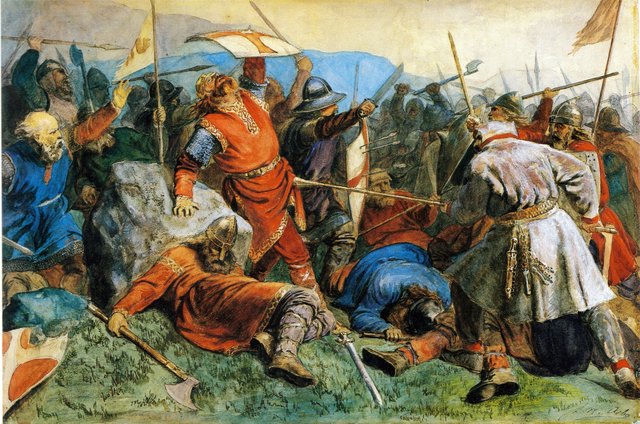 Arbo-Olav den helliges fall i slaget på Stiklestad by Peter Nicolai Arbo