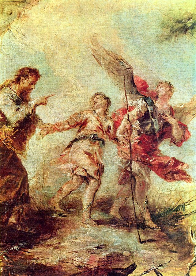 Geschichte des Tobias, Szene: Abreise des Tobias by Giovanni Antonio Guardi