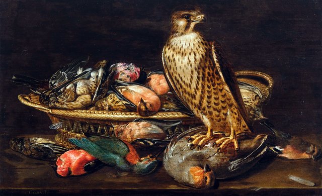 Still Life with a Peregrine Falcon and Birds by Clara Peeters