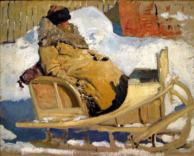 Peasant in the sled. by Sergey Ivanov