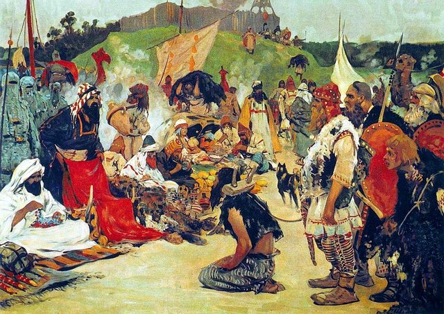 Trade negotiations in the country of Eastern Slavs. Pictures of Russian history. by Sergey Ivanov