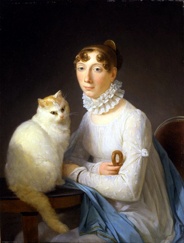 La dame avec son chat by Marguerite Gérard