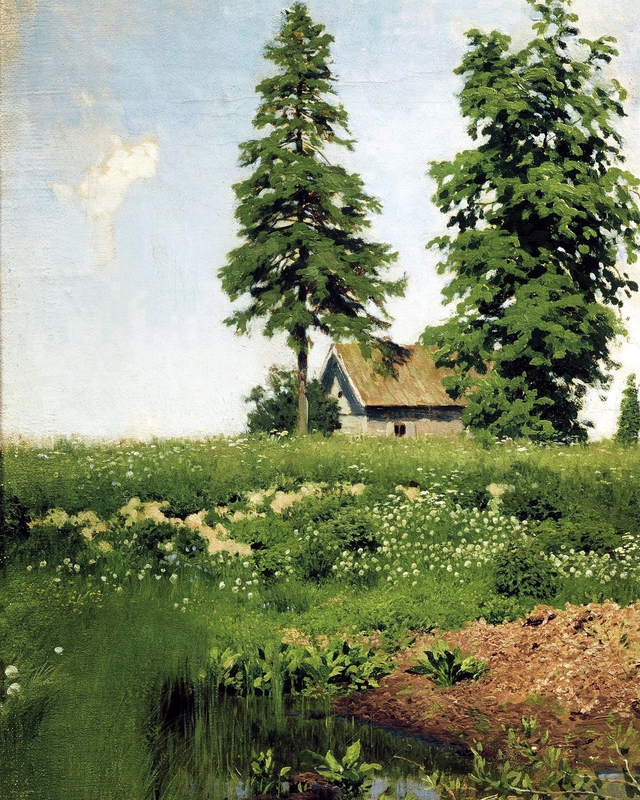 Левитан Избушка на лугу by Isaac Levitan