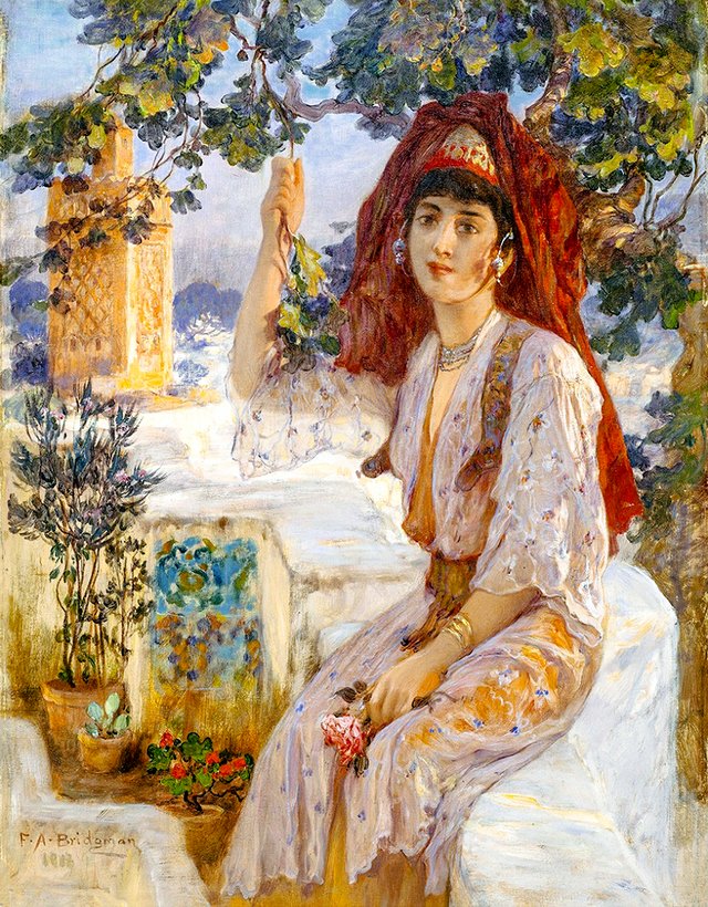 Jeune femme de Tlemcen, Algérie by Frederick Arthur Bridgman