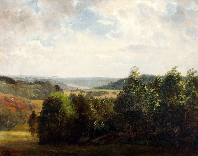 View of a forest landscape. by Carl Frederik Aagaard