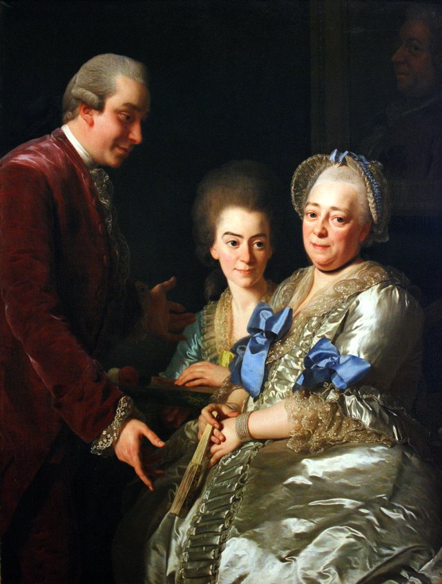 Widow Anna Johanna Grill with her son and daughter by Alexander Roslin