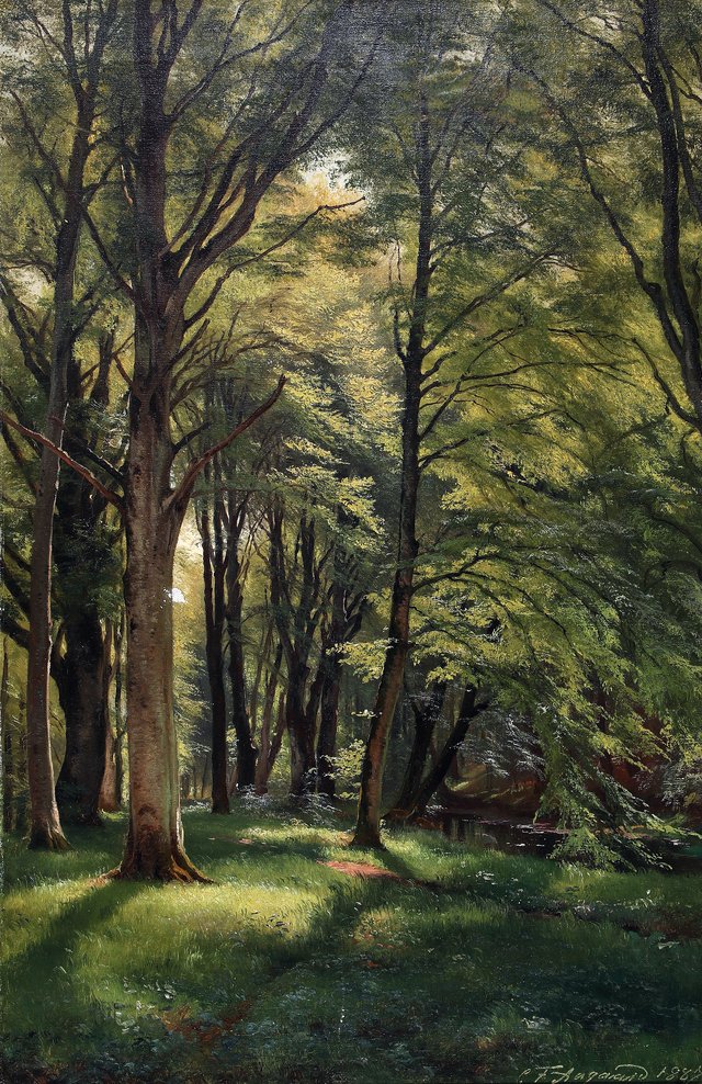 Scenery from a forest on a summerday. by Carl Frederik Aagaard