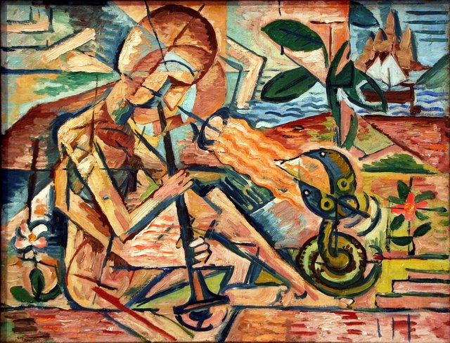 Fakir Taming Snakes by Bohumil Kubišta