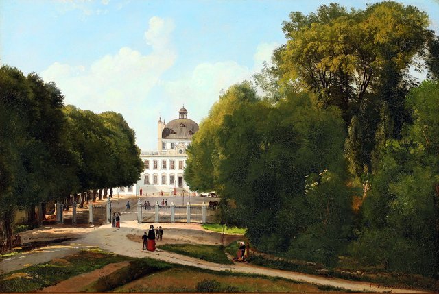 Strolling near Fredensborg Castle on a sunny day. by Carl Frederik Aagaard