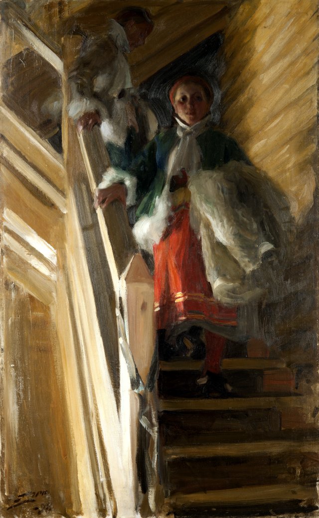 On the Attic Stairs by Anders Zorn