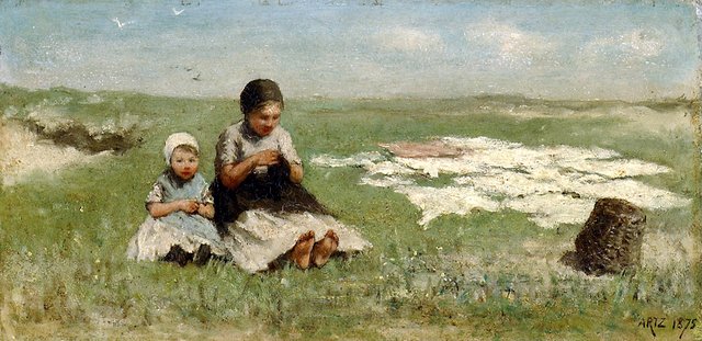 Two Girls on the Dunes, bleaching by David Adolph Constanz Artz