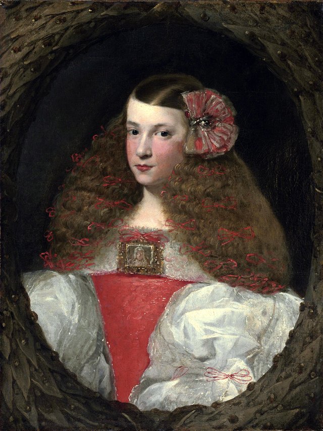 Portrait of a young girl, half-length, in a feigned wreath by Sebastián Herrera Barnuevo