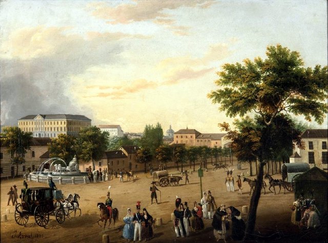 Vista de la fuente de Cibeles y el Palacio de Buenavista by José María Avrial y Flores