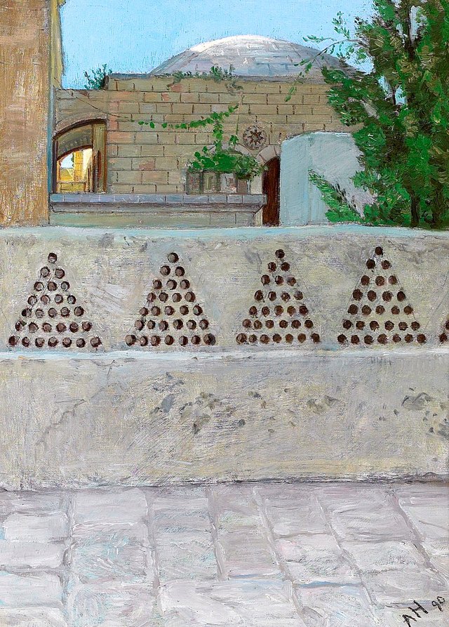 The hospice in Jerusalem of the Knights of the Hospital of St. John. by Axel Helsted