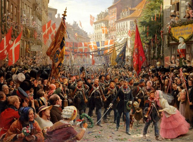 Danish soldiers return to Copenhagen, 1849 by Otto Bache