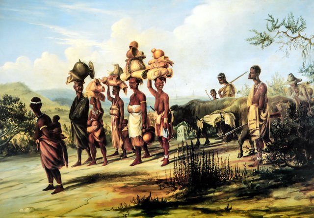 Kaffirs having made their fortunes leaving the Colony by Thomas Baines