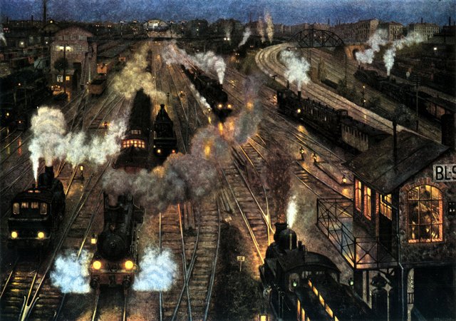 City railway station by Hans Baluschek