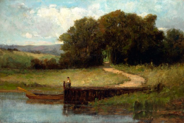 Figure on a Pier at Edge of Lake by Edward Mitchell Bannister