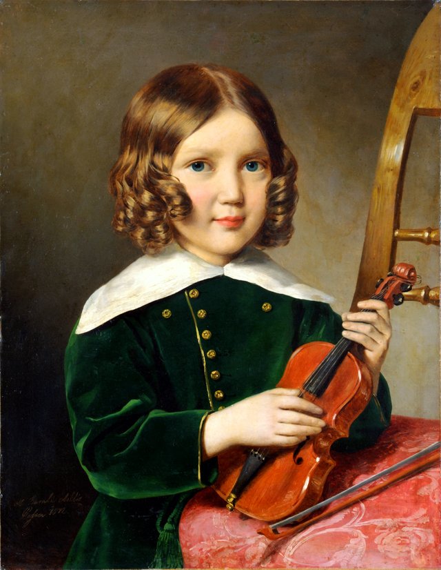 Little Boy with Violin by Miklós Barabás