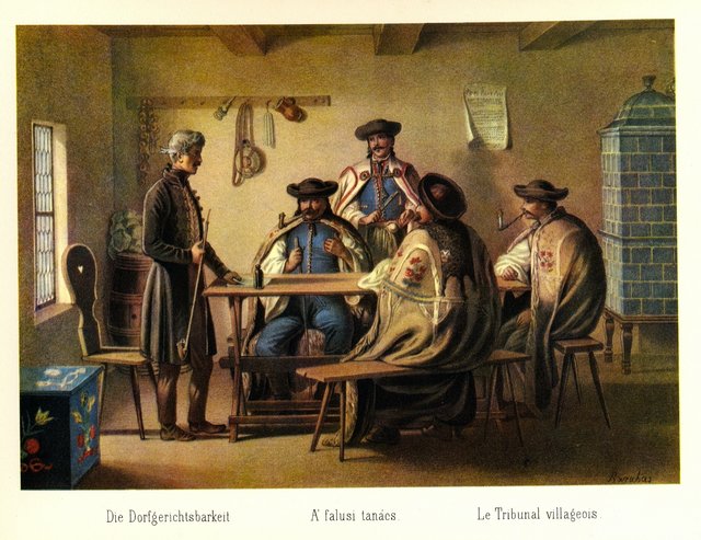Council of the village people, Hungary, 1855 by Miklós Barabás