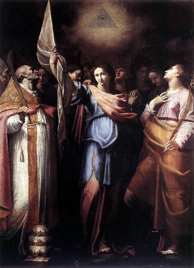 St Ursula and Her Companions with Pope Ciriacus and St Catherine of Alexandria by Bartolomeo Cavarozzi