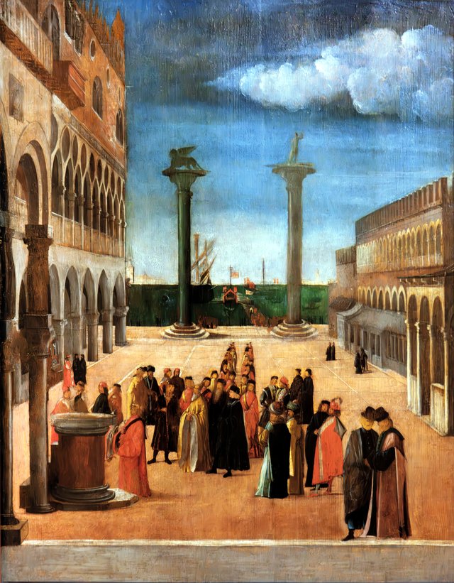 Arrival in Venice of Dukes Ercole I and Afonso I from Ferrara by Lazzaro Bastiani