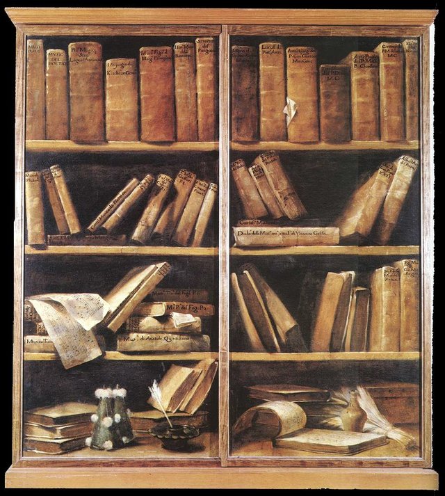 Bookshelves with music notes by Giuseppe Maria Crespi