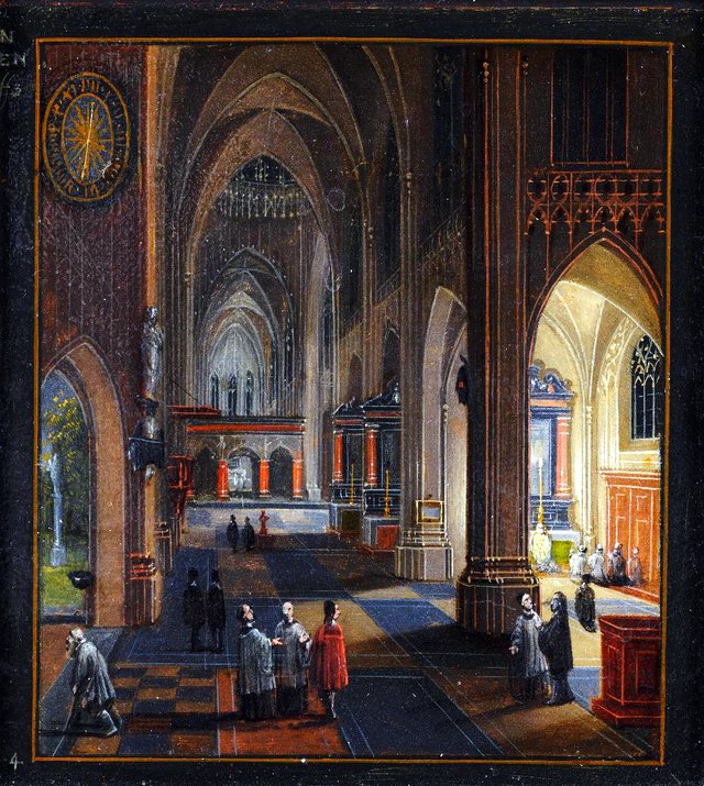 Zwei Kircheninterieurs (Bildpaar). Kircheninterieur: Am Abend by Pieter Neefs the Younger