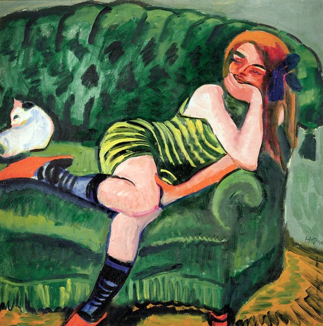 Girl on a Green Sofa by Max Pechstein