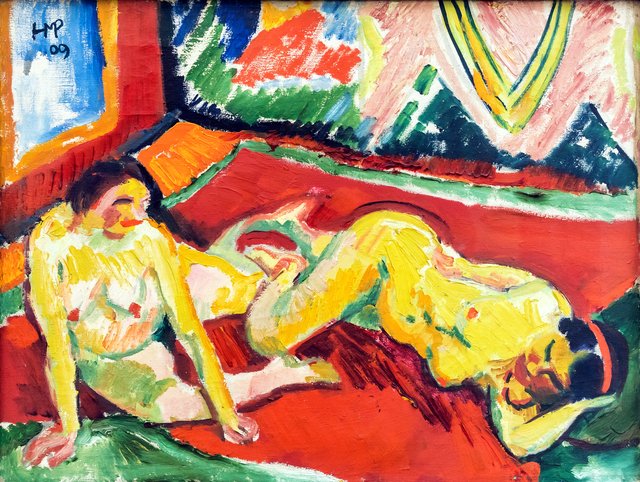 Two Female Nudes in a Room by Max Pechstein