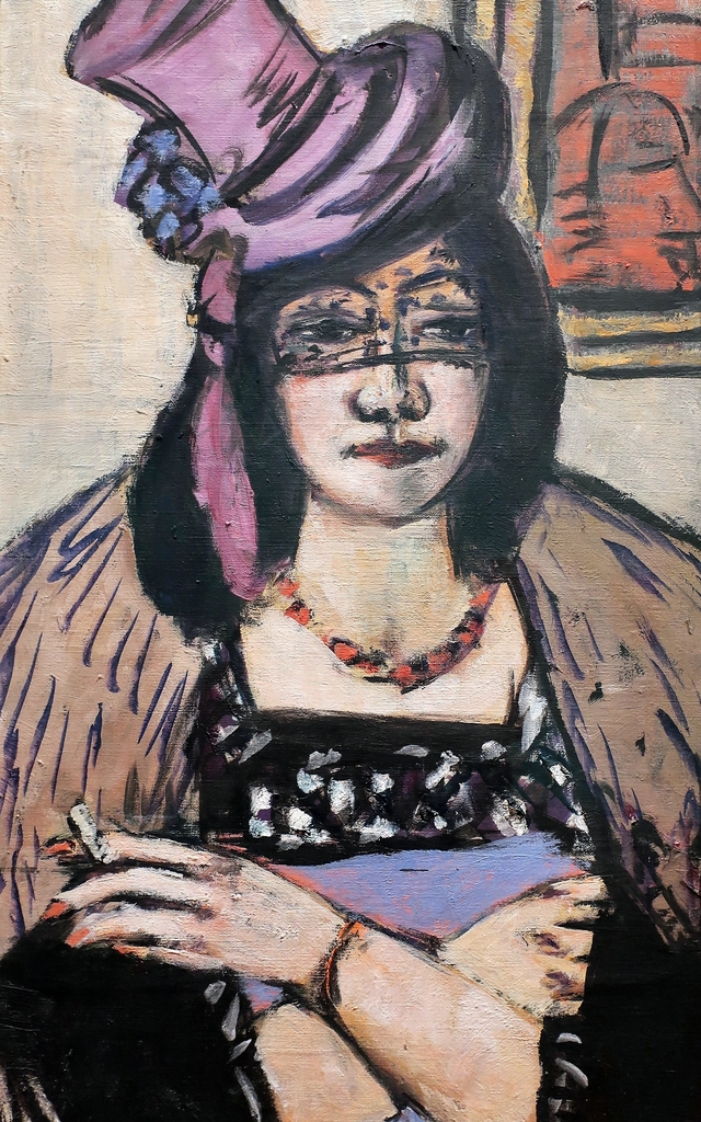 Lady with hat and veil by Max Beckmann