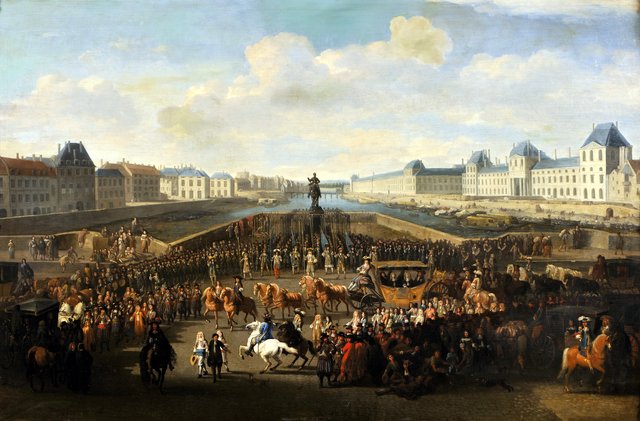 Fahrt Ludwigs XIV. über den Pont Neuf by Jan van Huchtenburgh