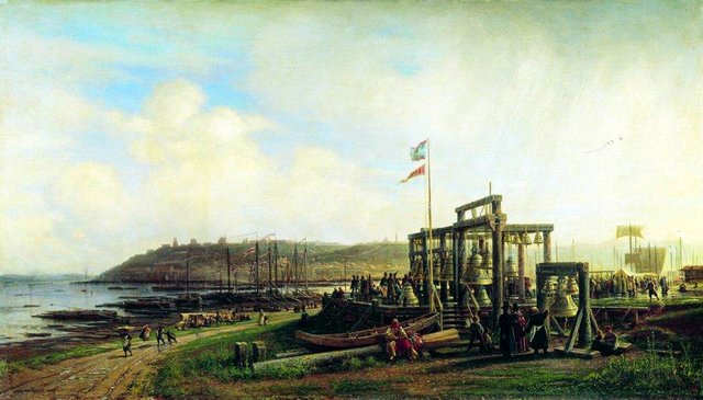 Bell Stalls at a Market in Nizhny Novgorod, 1862. by Alexey Bogolyubov