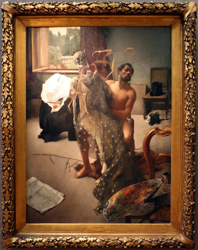 Intérieur d'atelier by Léon Frédéric