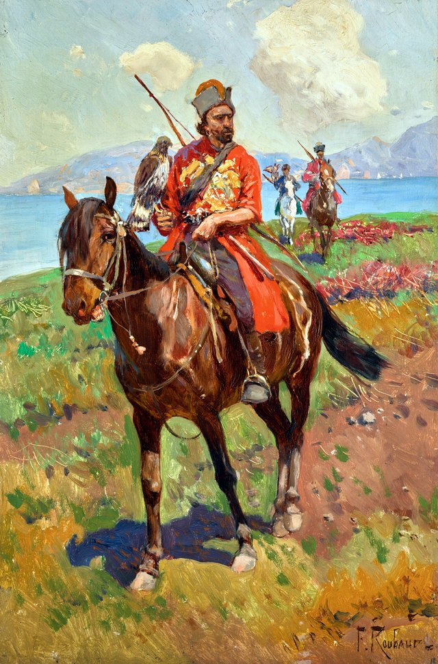 Falconers by Franz Roubaud