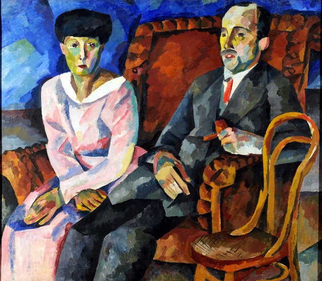Family Portrait. N. M. Schyokotov with His Wife by Aristarkh Lentulov