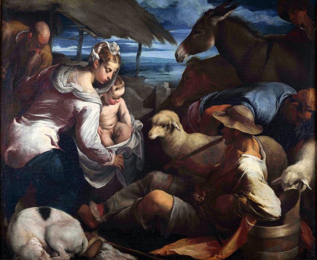 L'Adoration des bergers by Jacopo Bassano