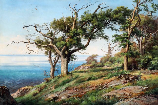 Summerday with a view towards the sea. by Carl Frederik Aagaard
