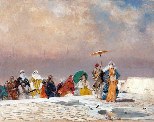 The sultan’s wife returns from her bath by Domenico Morelli