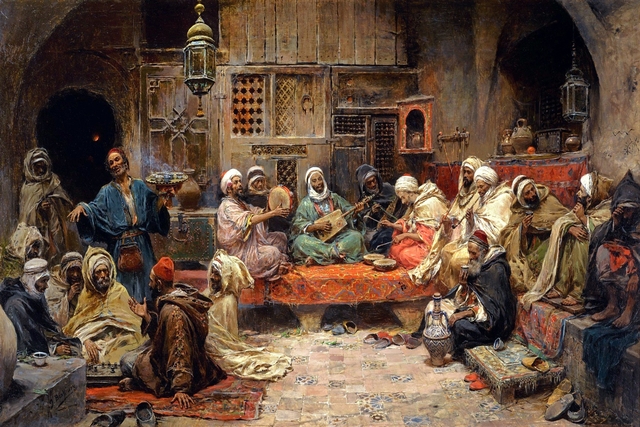 Inside a Coffee House, Tunis by José Benlliure y Gil