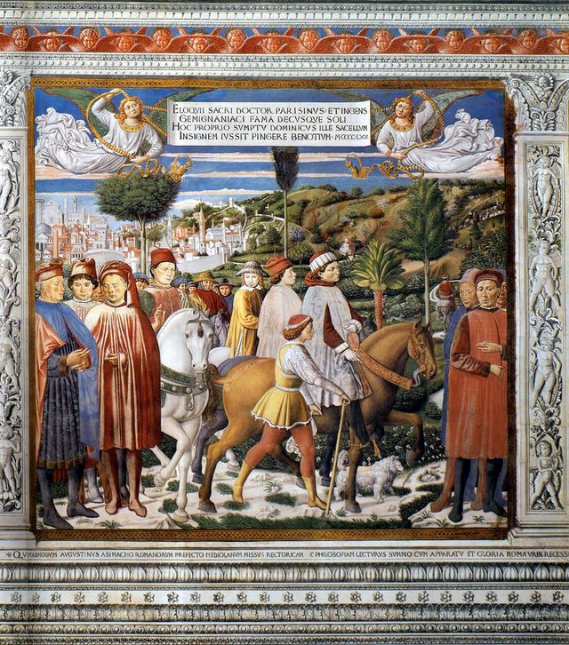 St Augustine Departing for Milan (scene 7, south wall) by Benozzo Gozzoli